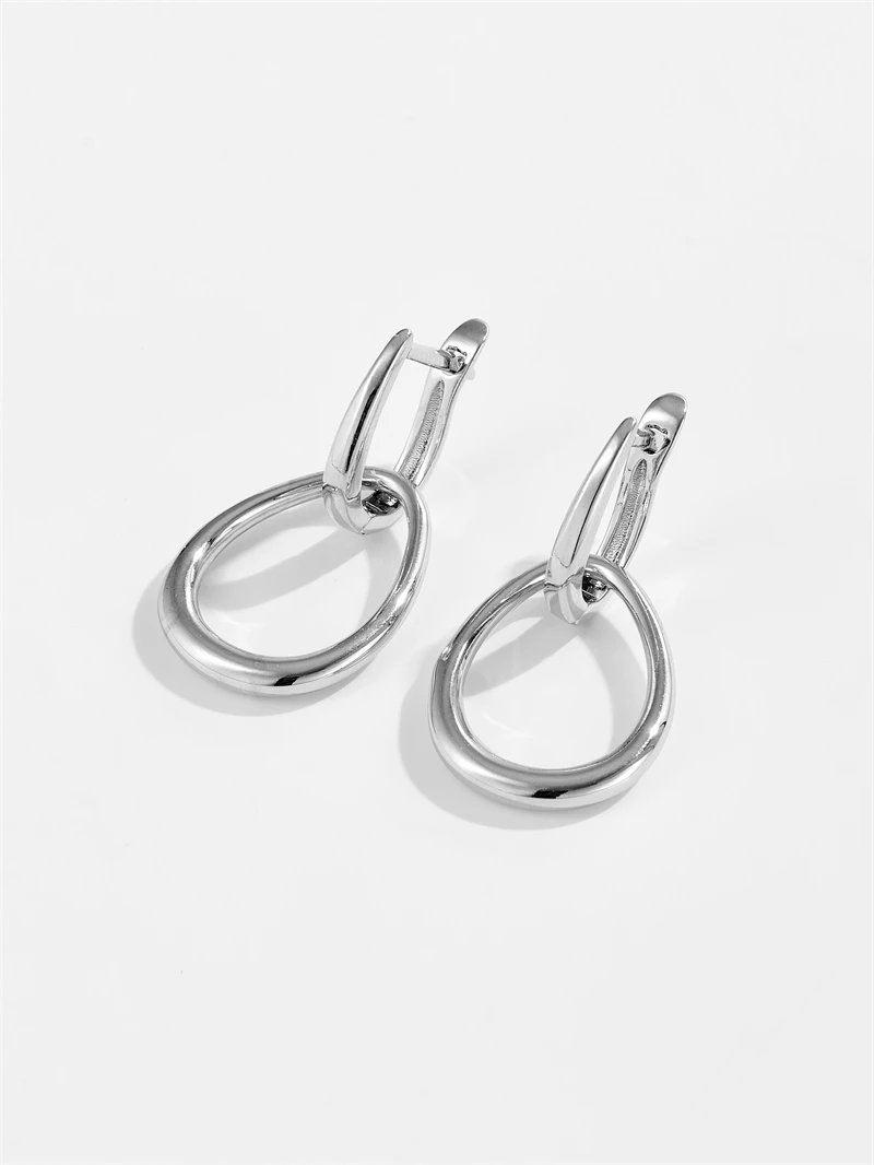 DPLAOPA 925 Sterling Silver Big Irregular Water Drop Shape Hoop Piercing Huggies Earrings Women Luxury Fine 2024 Party Jewelry