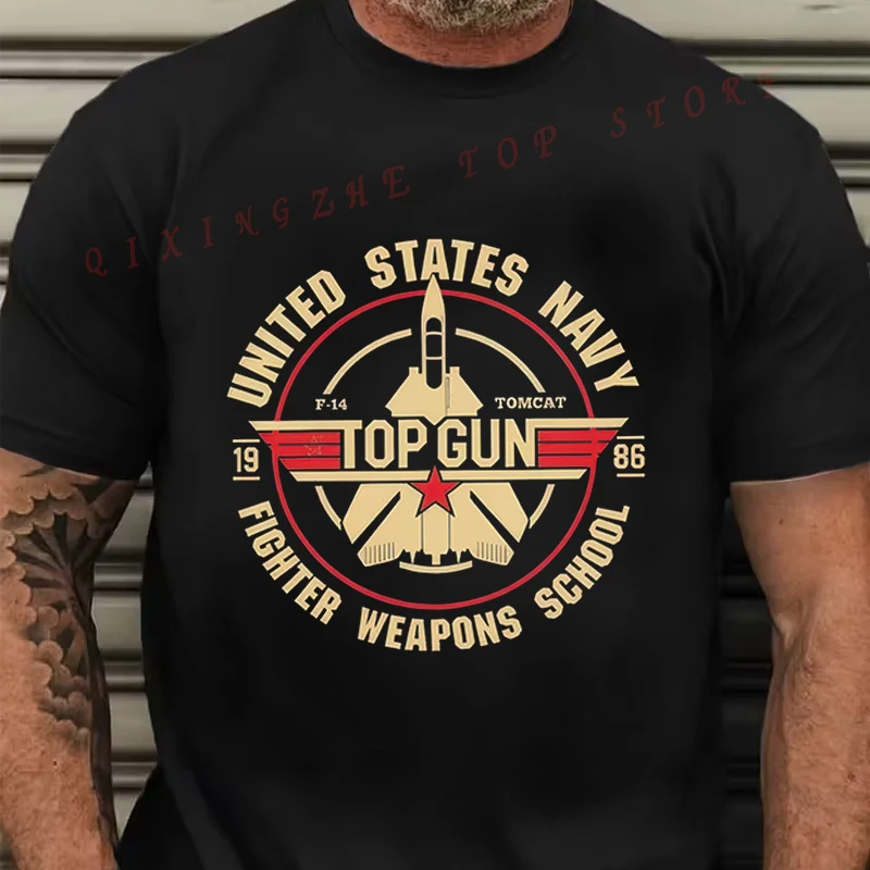 

Men's Top Gun US Navy Fighter School Graphic T-shirt New Men's Casual O-neck Short Sleeve Tees