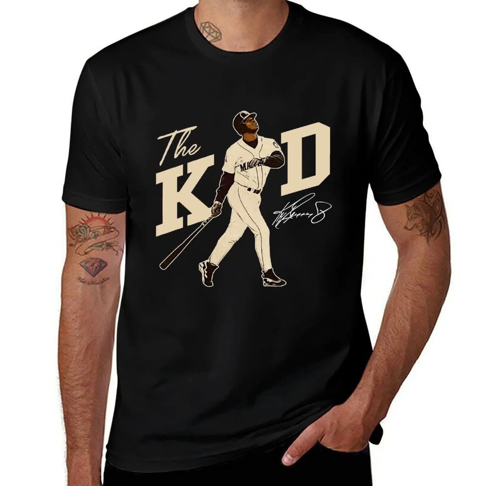 

Ken Griffey Jr The Kid Baseball Vintage Signature Perfect Gift T-Shirt man t shirts for men casual T-Shirt
