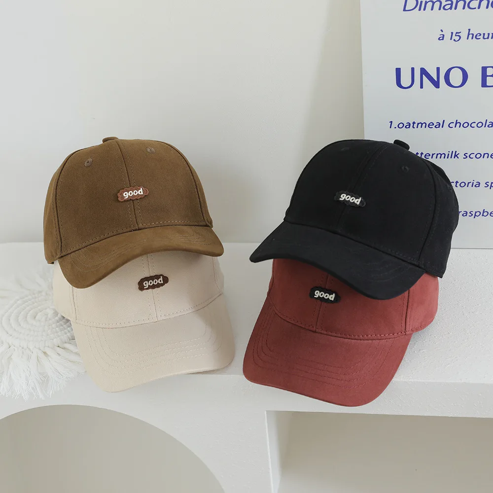 

2025 однотонная детская бейсболка с буквенным узором, детская шляпа от солнца для мальчиков и девочек, осенняя уличная регулируемая детская кепка с козырьком