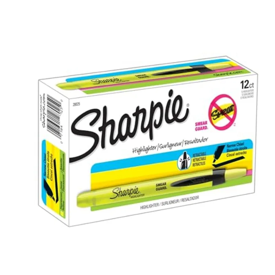 

Retractable Highlighters, Chisel Tip, Fluorescent Yellow, 2 Count