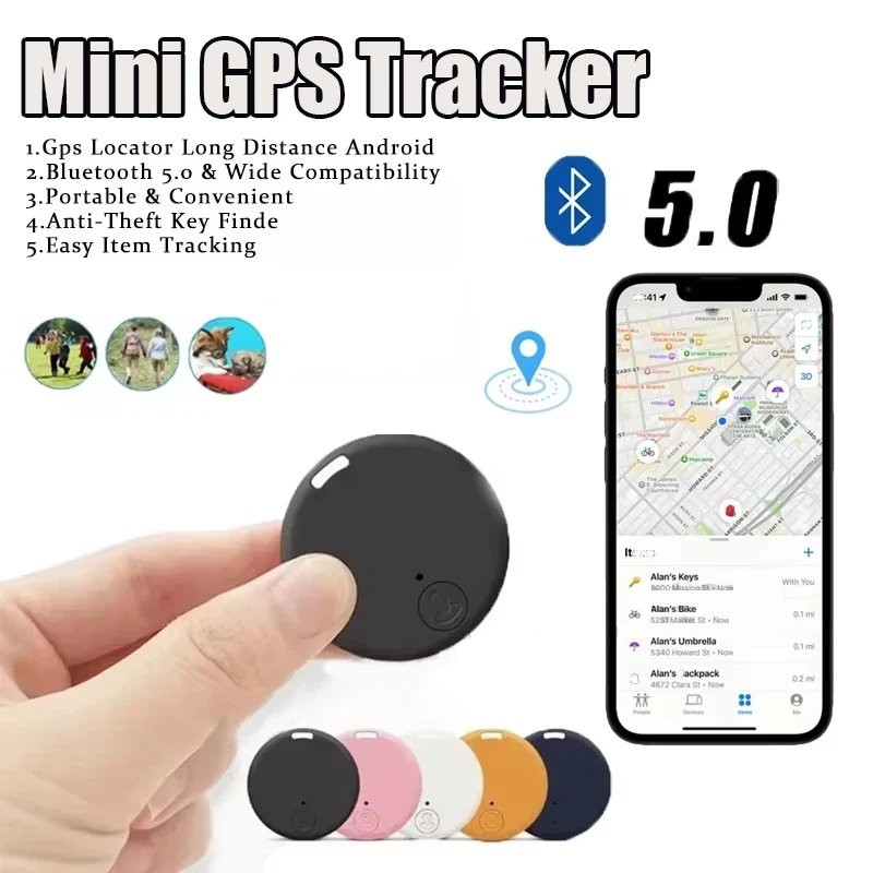 

Мини GPS-трекер, устройство против потери, круглая детская сумка для домашних животных, кошелек для отслеживания, умный локатор для iPhone, новинка 2023 года