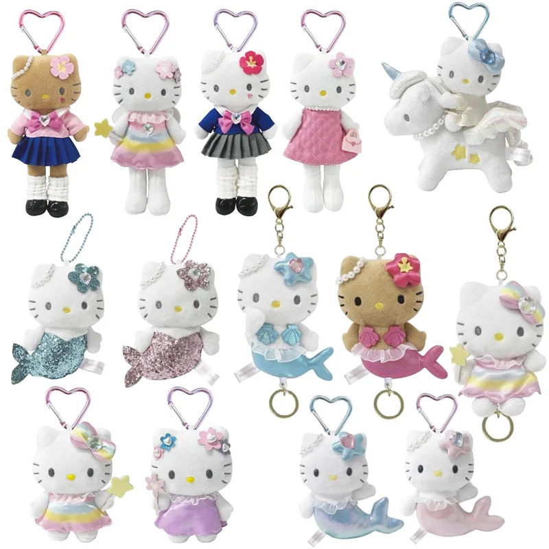 

Kawaii Hello Kitty Mermaid Rainbow Hot Girl Plush Keychain Pendant Cartoon Doll Toy Bag Pendant Gift
