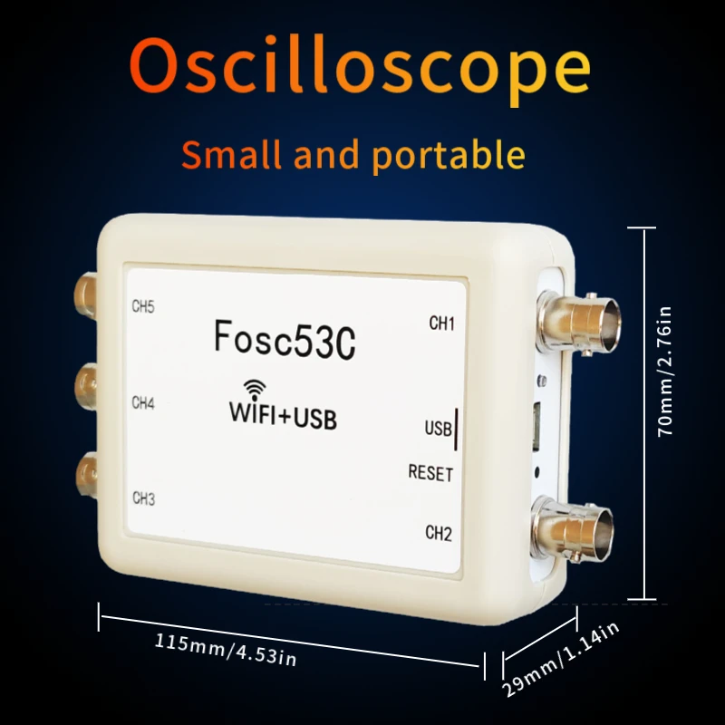 Imagem -06 - Osciloscópio Usb Wi-fi sem Fio Entrada Síncrona de Canais Reparo Elétrico Portátil Automotivo Fosc53c 1m