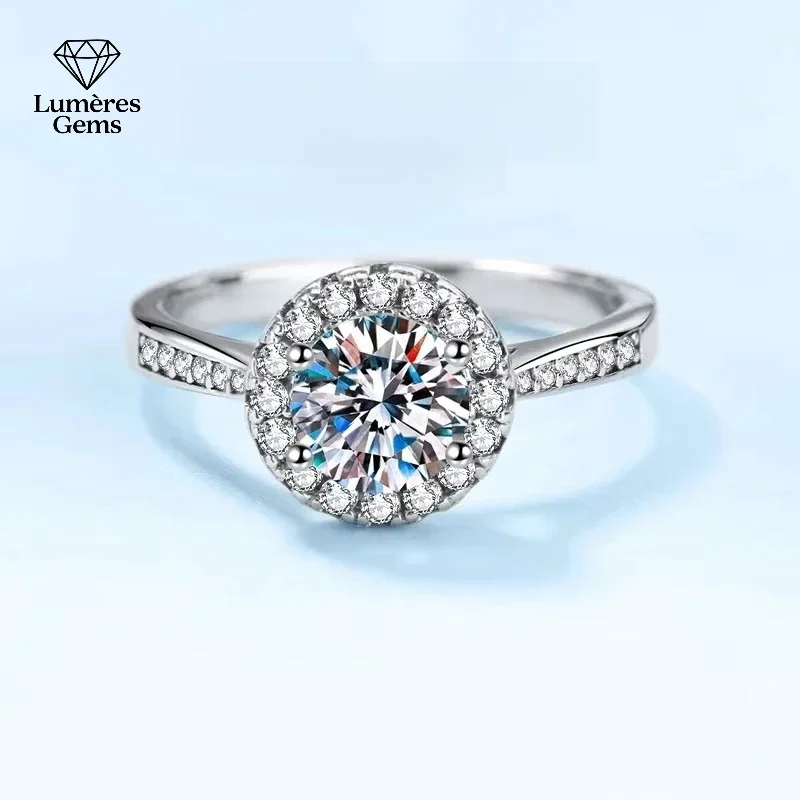 

PT950 платиновое кольцо для женщин, ювелирные изделия, обручальное кольцо с муассанитом и бриллиантом 0,3/0,5/1/2 карата, обручальное кольцо, подарок на день рождения для девочки