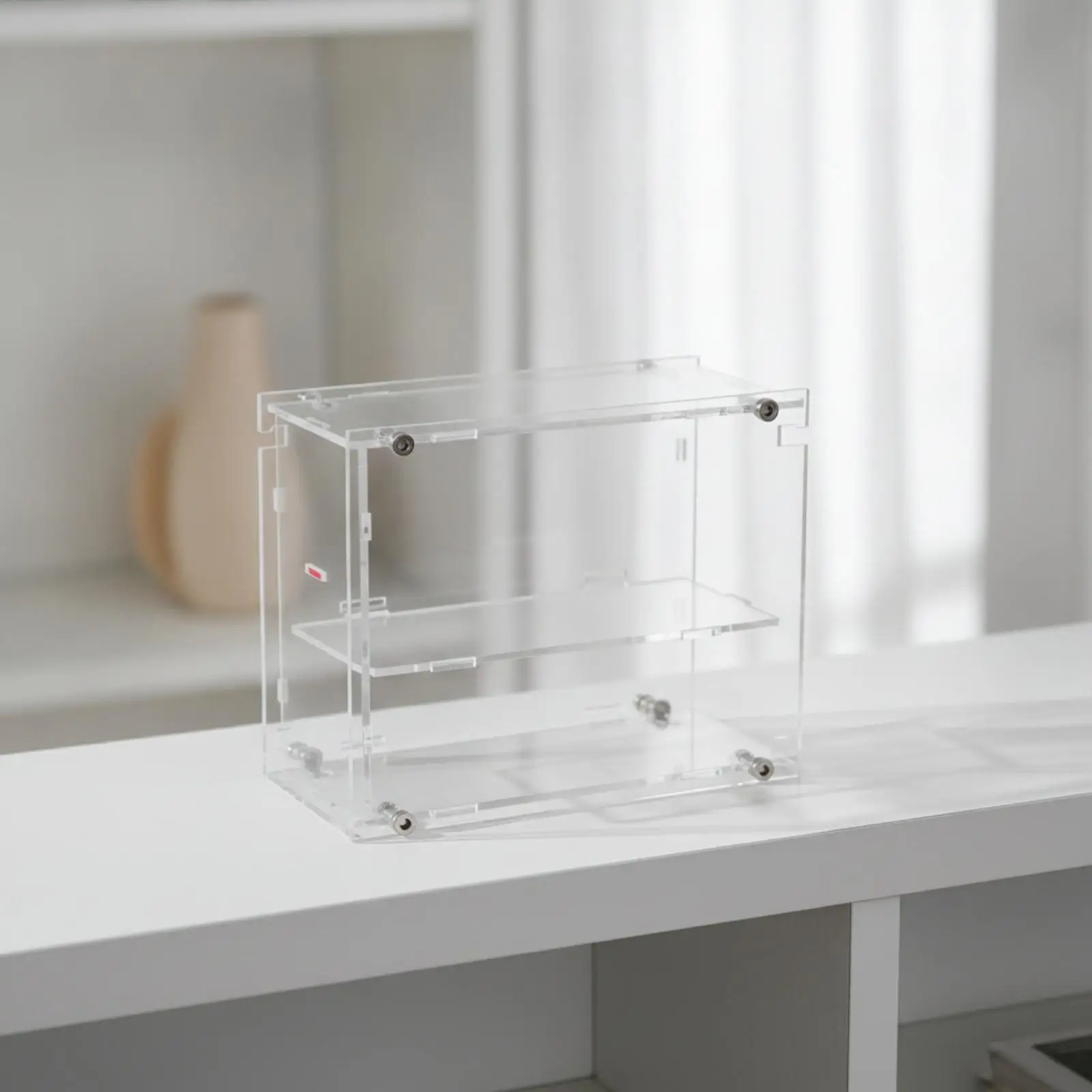Two Tier Acrylic Display Case for Collectible Cars Clear Box with Front Access Panel