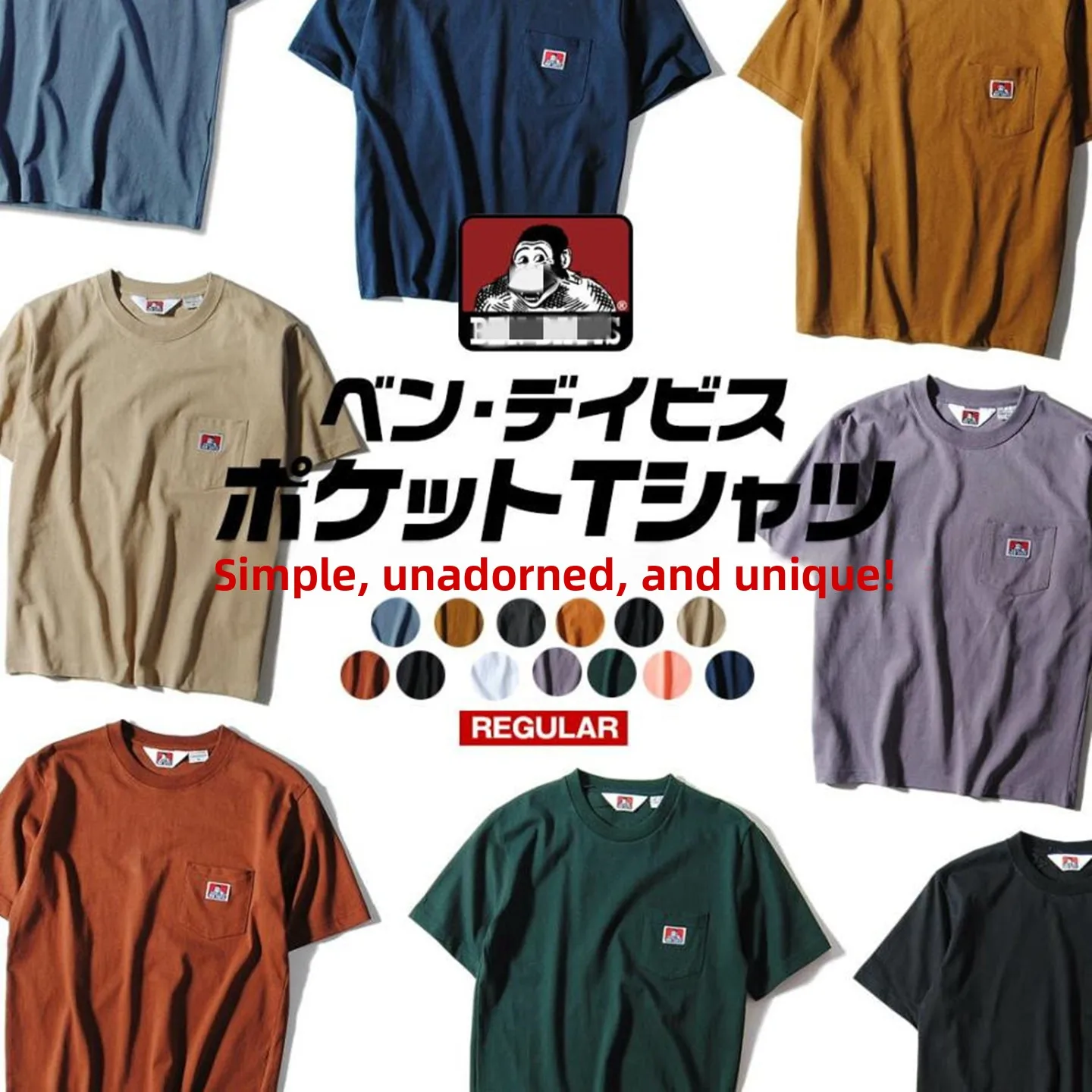 Heavyweight Cotton Short Sleeve T-Shirt for Men Loose Fit Pocket Embroidery Street Style Urban Fashion Antibacterial Summer Top