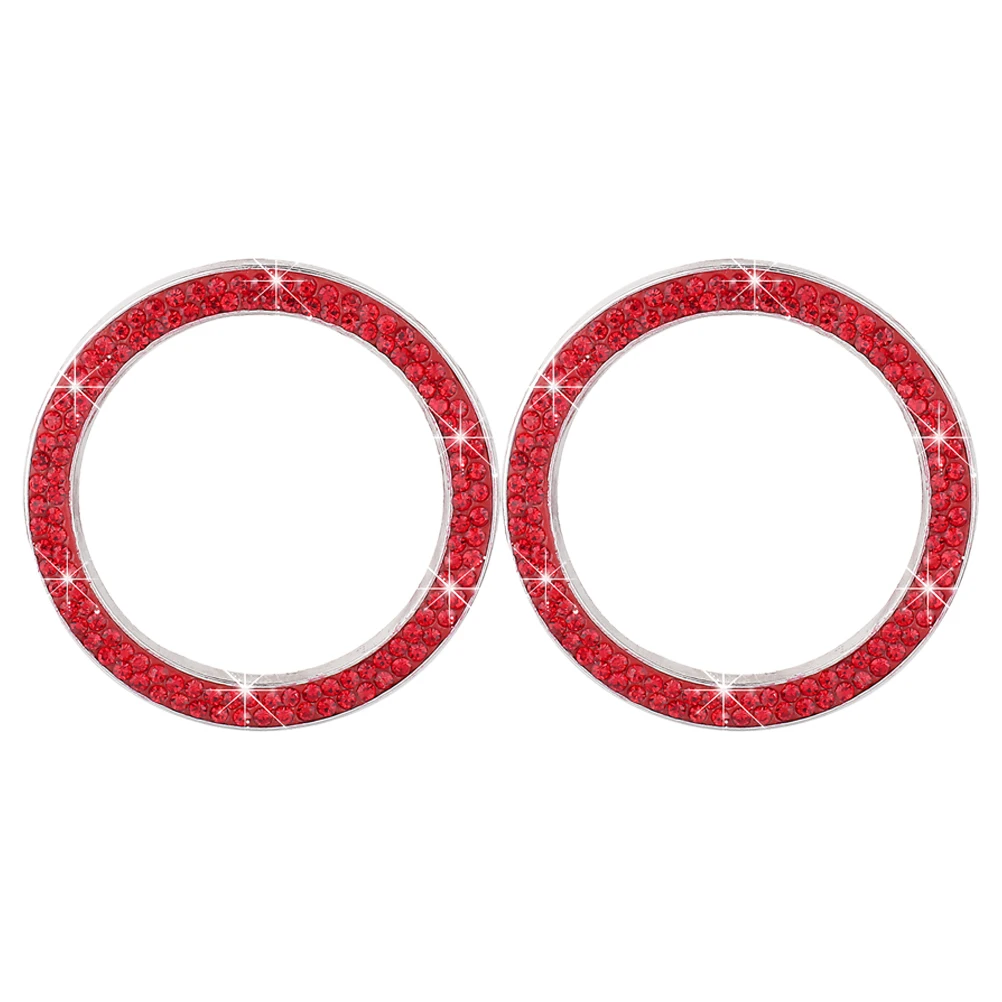 

2pcs Car Engine Start Stop Button Decoration Rhinestone Ring Bling Sticker Accessories Premium Design Easy Install Lasting Use
