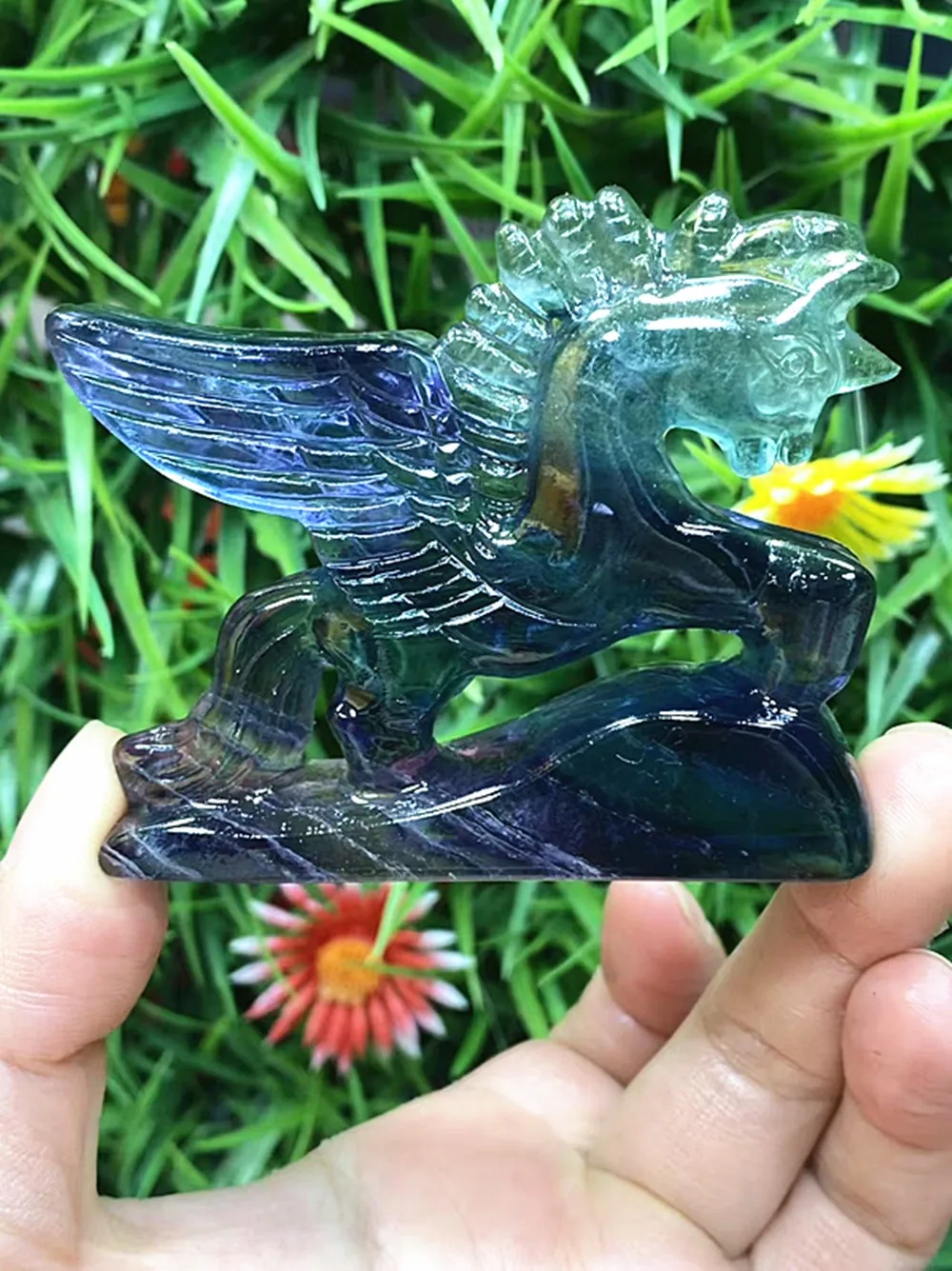 Natural Crystal Carved Pegasus Home Decorations Tabletop Sculpture Artwork