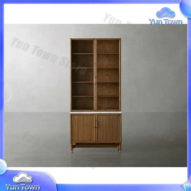 for RH American solid wood bookcase luxury tall bookshelf modern living room storage shelving unit minimalist dining side