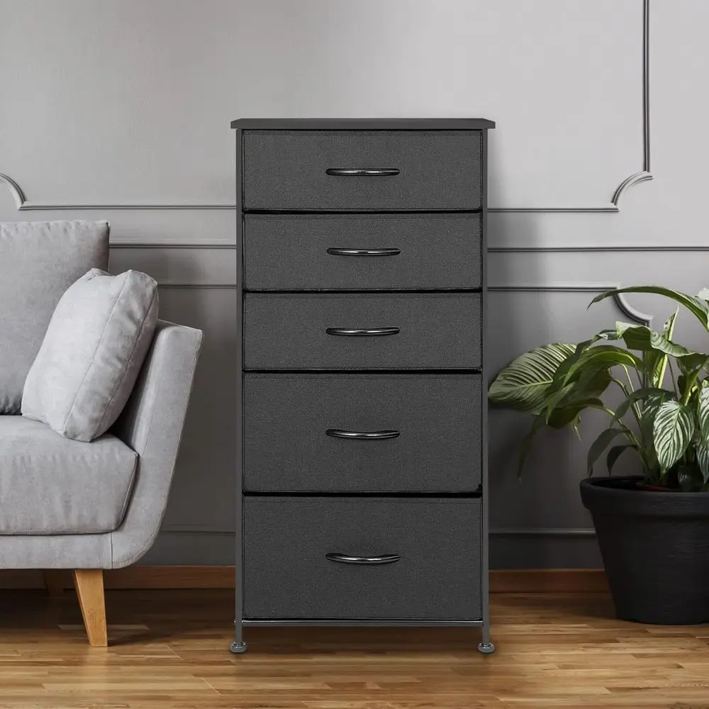 

Drer with 5 Ders, Veal Storage Tower abric Drer, 37 inch Tall Chest o Ders Nightstand with Wood Top and Metal e or Bedroom Livin