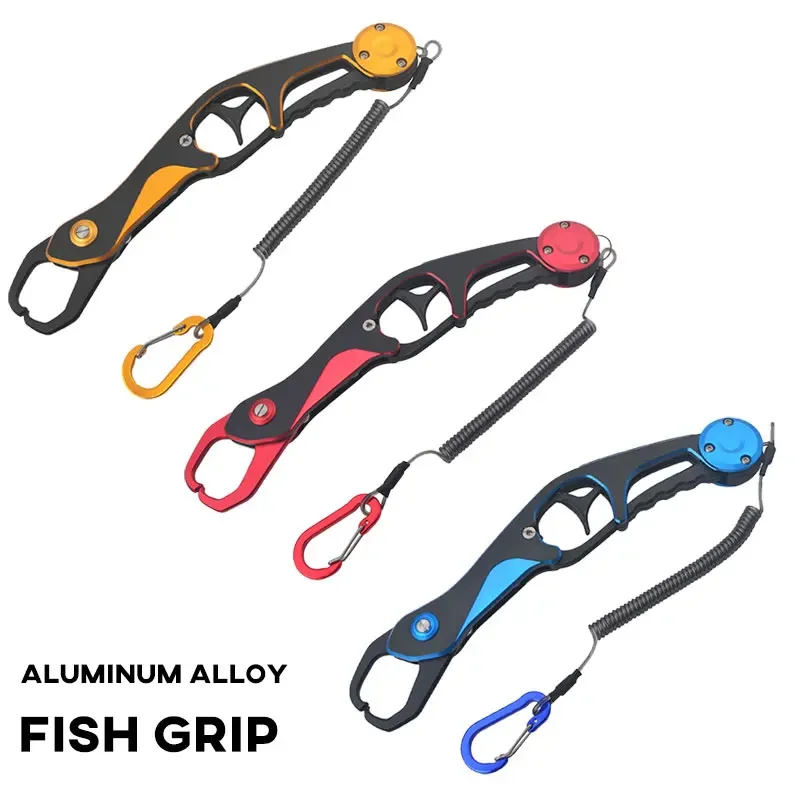 Fishing Lip Gripper 25cm Aluminium Alloy Fish Grip Max Opening 33mm Pliers Clamp Grabber With Fishing Lanyards Pesca Tackle