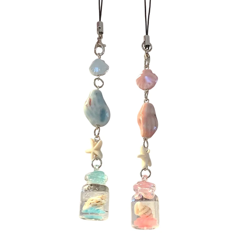 Transparent Keychain Cute Wind Chime Pendant Keyring Mobile Phone Lanyard Kawaii Bag Decorative Accessories Home Decorations