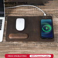 Mouse Pad with 15W Phone Wireless Fast Chargers Genuine Leather Charging Mouse Mat for PC Computer Laptops Office Accessories