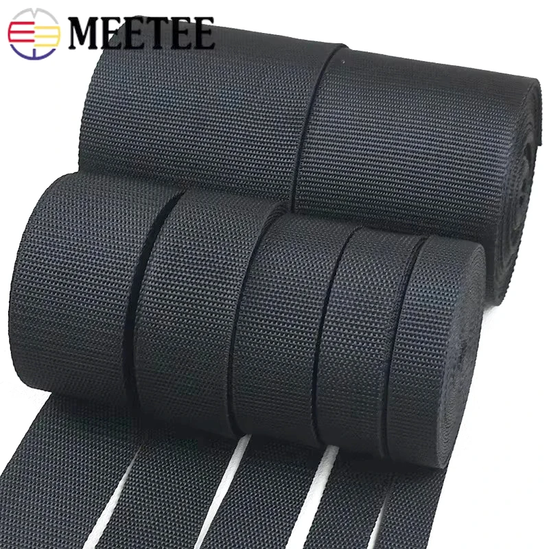 Cinta de poliéster negra para correa de mochila, cinta para Collar de mascotas, accesorio de encuadernación al bies para bolsa de cinturón DIY, 5/10