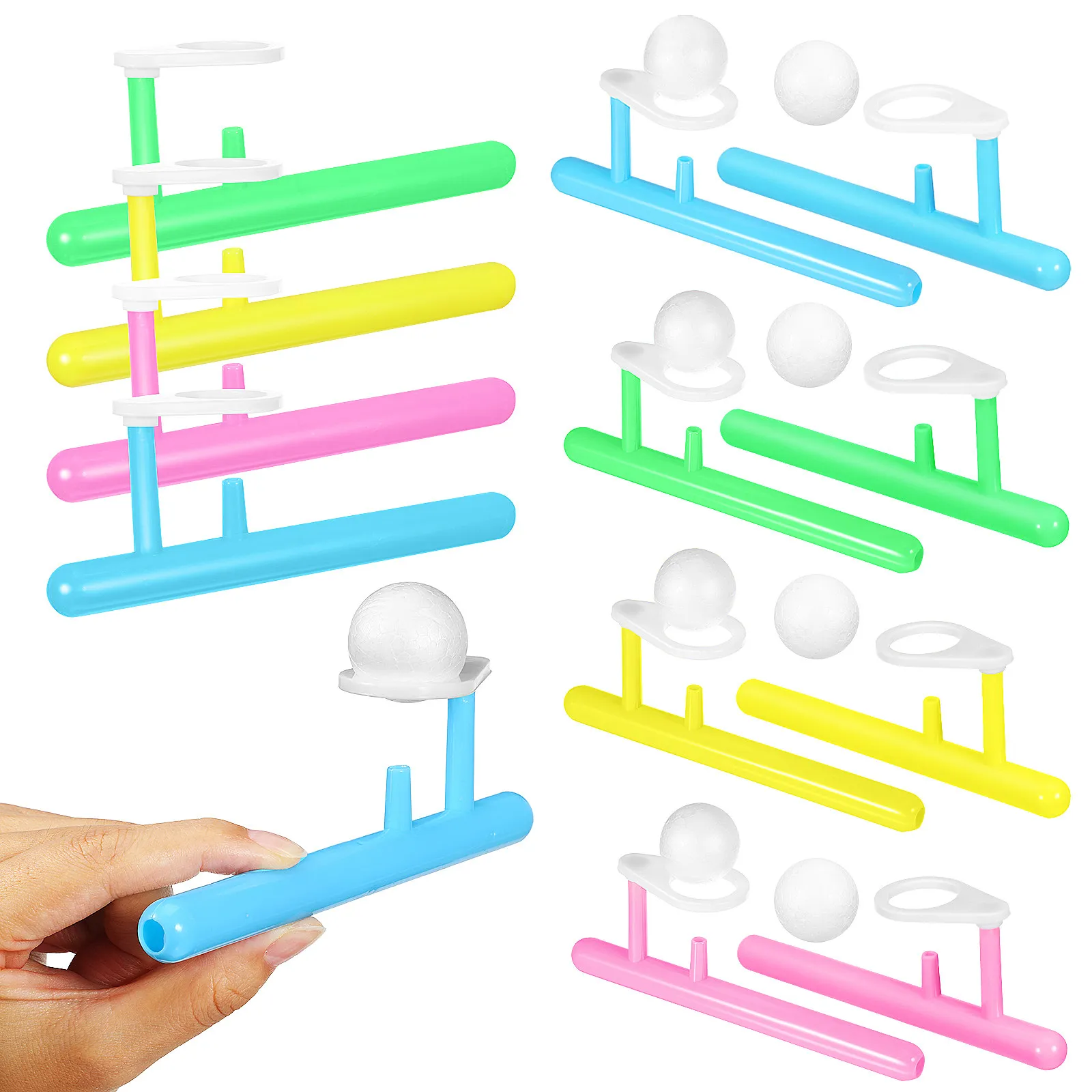 

24Pcs Floating Blow Ball Game Set Vibrant Colors Balance Blowing Indoor Outdoor Family Party Montessori Ball Blowing Floating