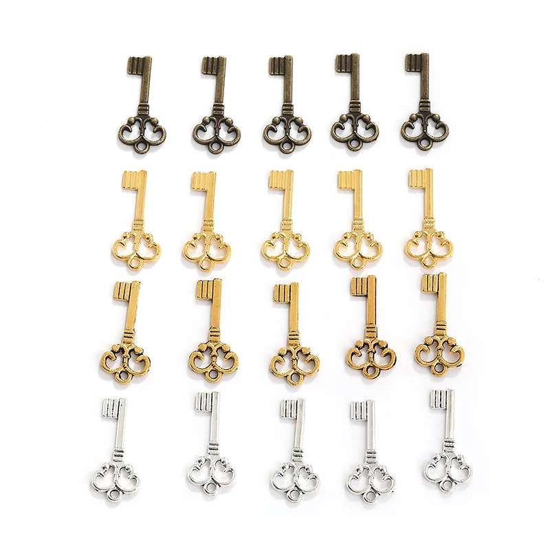 Pequenos encantos chave para DIY, 6 cores, 21x10x1mm, jóias artesanais, atacado de fábrica, nova chegada, 100 pcs