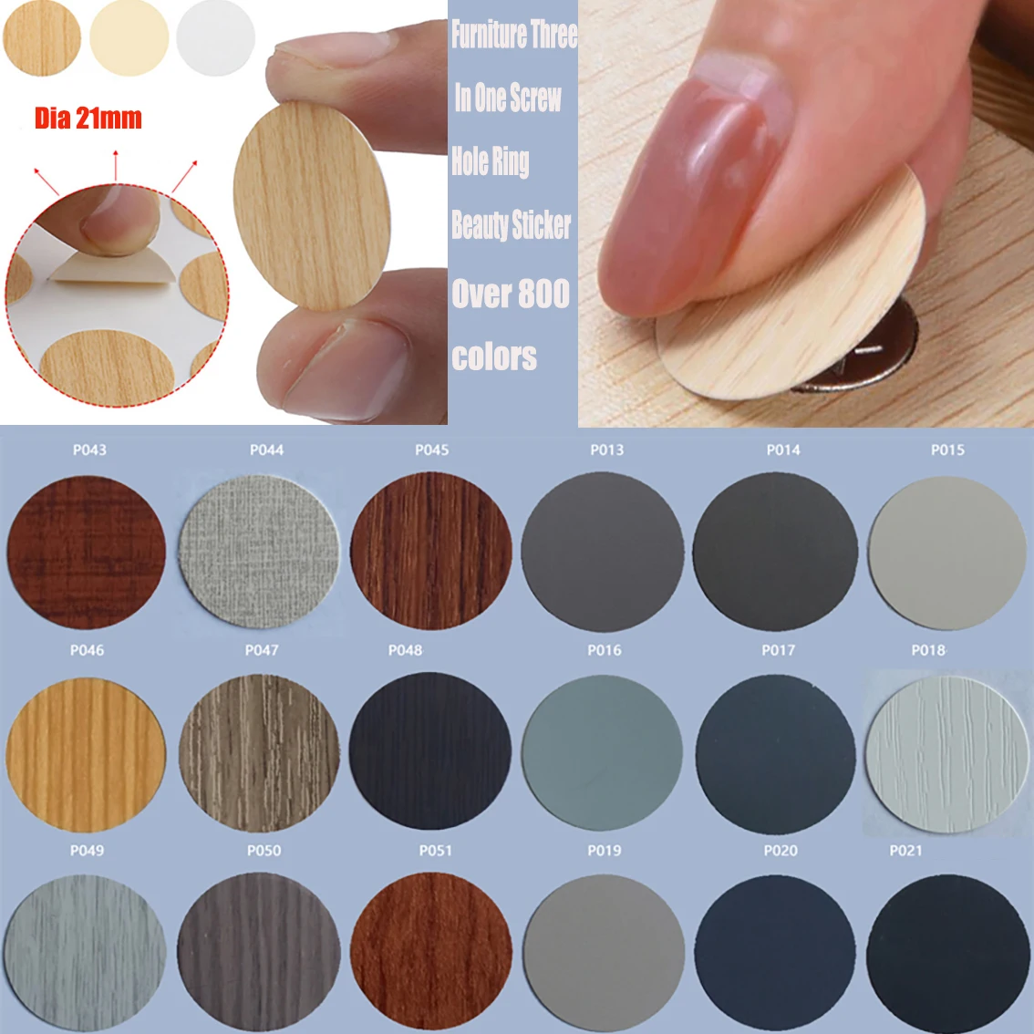 54Pcs Furniture Cabinet Self-adhesive Sealing Stickers Table Screw Hole Decorative Anti-Dust Round Furniture Cover Ugly Stickers