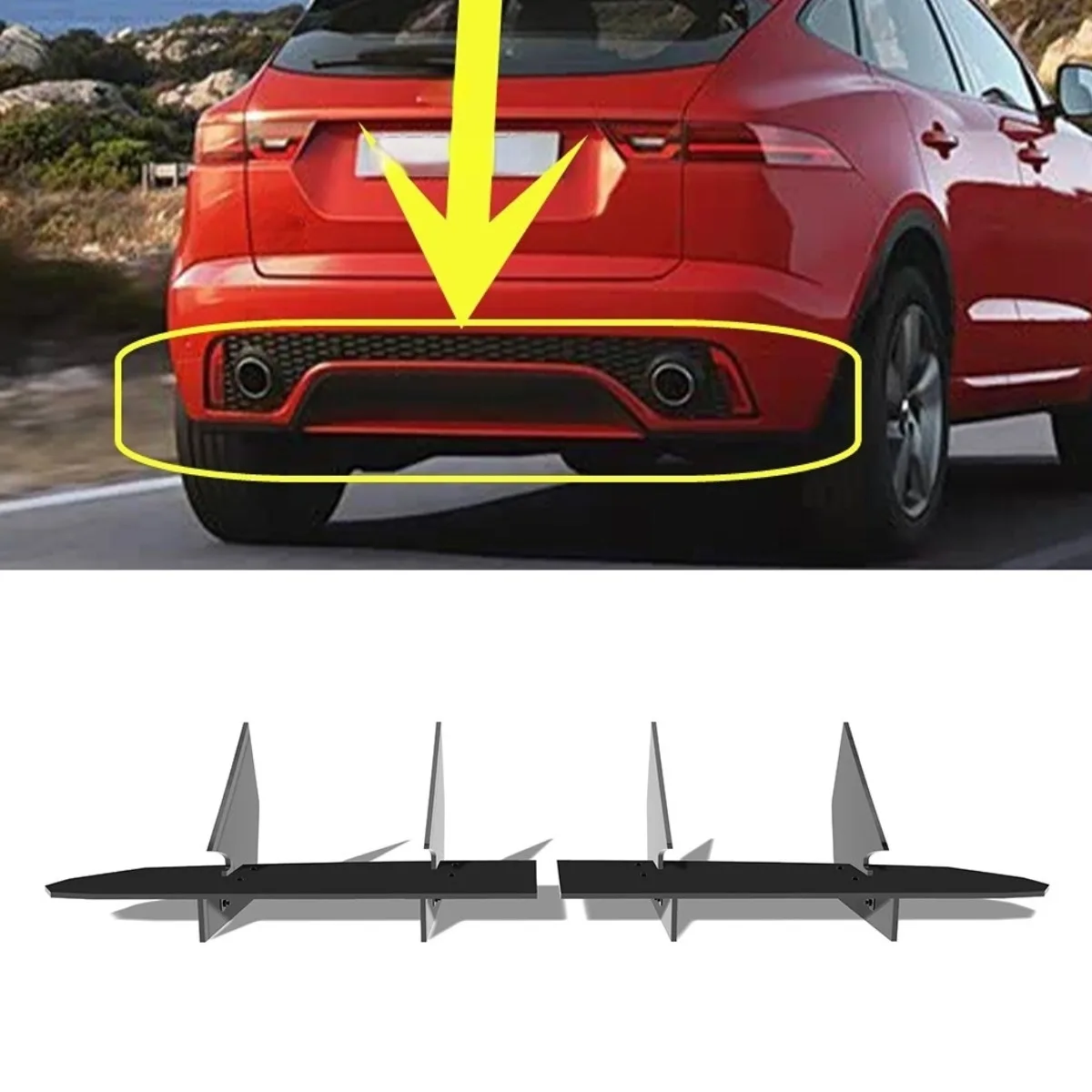 For Jaguar E-PACE 2018-2022 Car Rear Bumper Spoiler Lip Diffuser Modification Part Bumper Guard Protector Cover Car Accessories