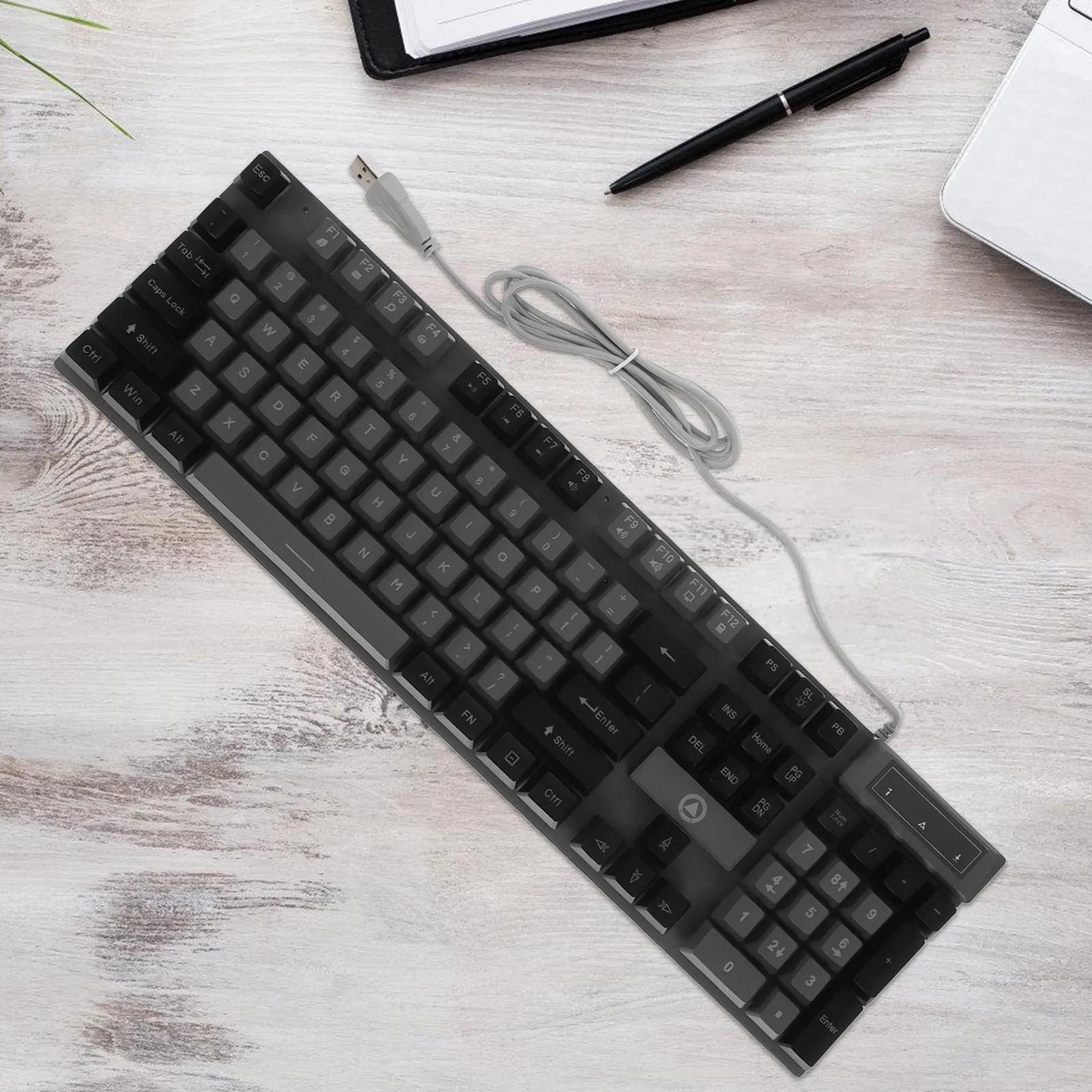 Rgb Gaming Keyboard 104 Key Full Size Wired Ergonomic Design Mechanical Keyboard with Anti-Ghosting Function for Computer