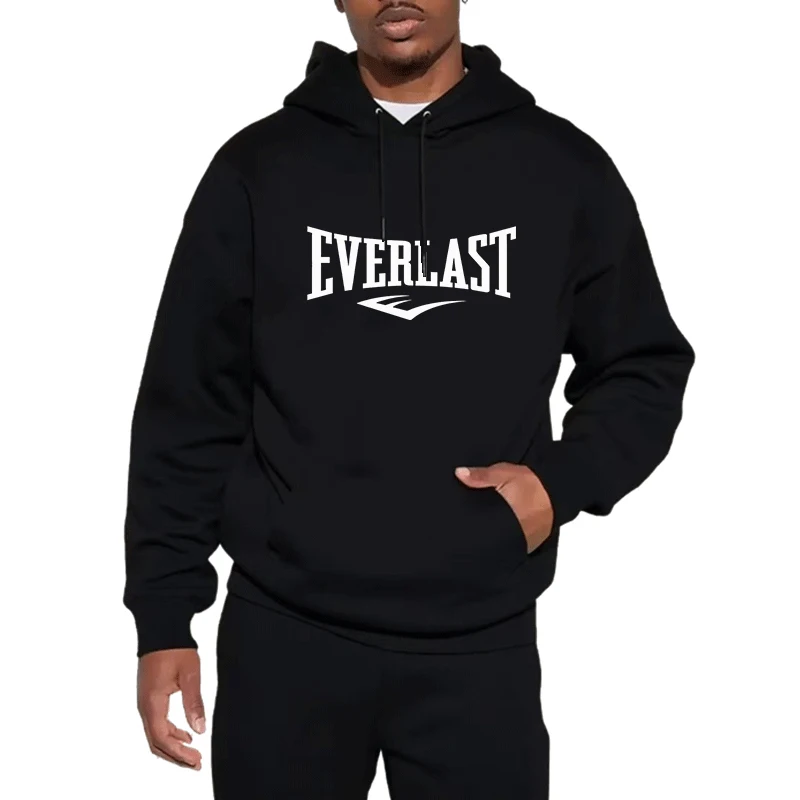 

Мужская классическая толстовка Everlast с логотипом, повседневная толстовка с длинными рукавами и карманом-кенгуру, спортивный топ с капюшоном в уличном стиле
