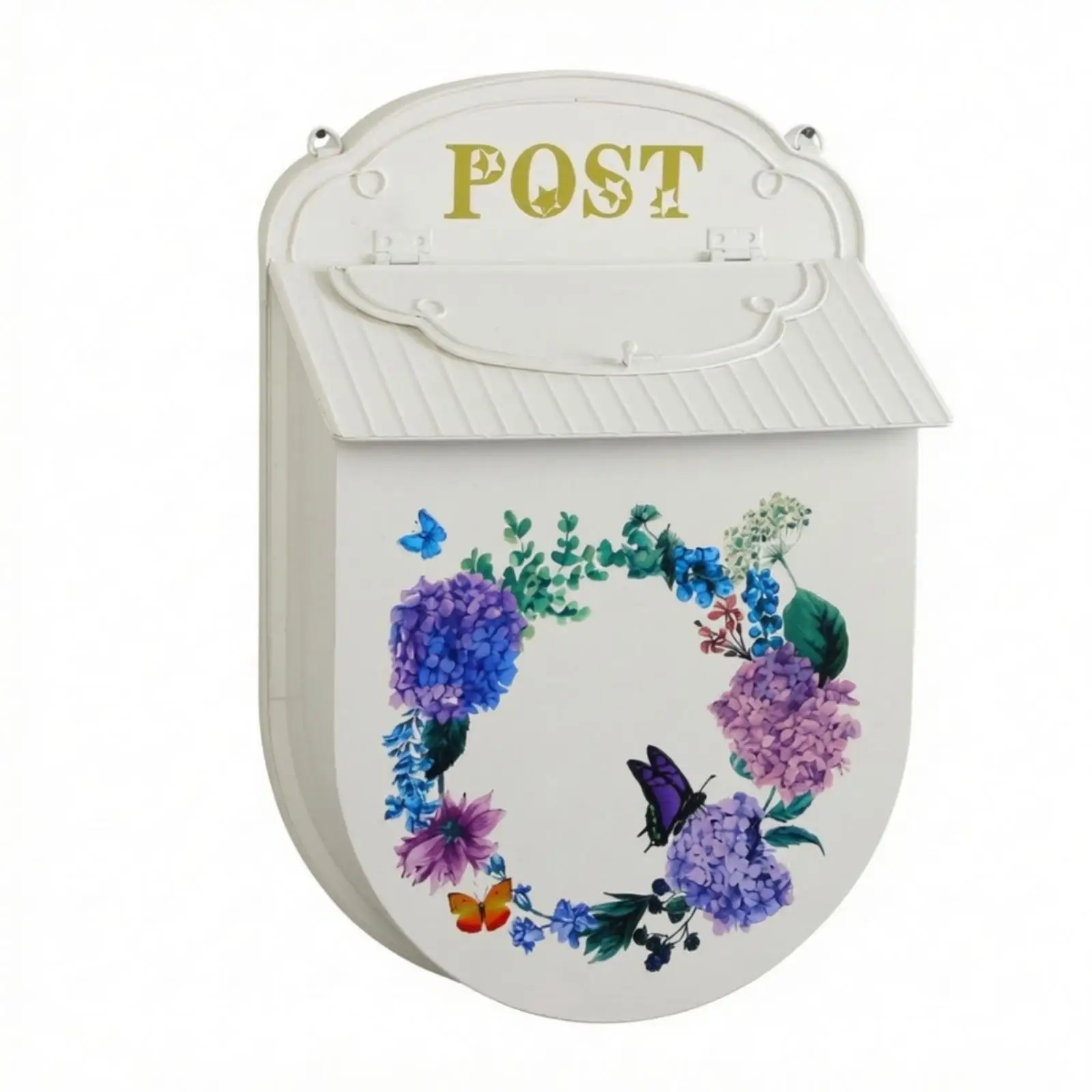 Wall Mounted Mailbox Rustic Iron Letterbox Wall Hung White Outside Mailbox with Slot for House Front Door