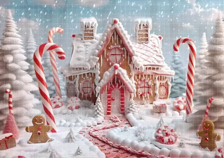 Mehofond Photography Background Winter Christmas Gingerbread House Snow Xmas Kids Family Portrait Decor Backdrop Photo Studio