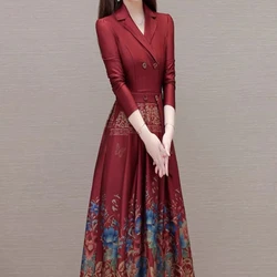 Temperament Suit Long Sleeved Dress Women's Spring and Summer New Style High-end and Exquisite Mom Slimming Western-style Dress