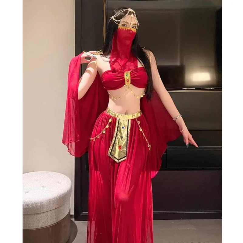 زي الرقص الشرقي المرأة مثير الأميرة العربية زي يتوهم الرقص الهندي التطريز بوليوود الياسمين فستان الملكة المصرية #3