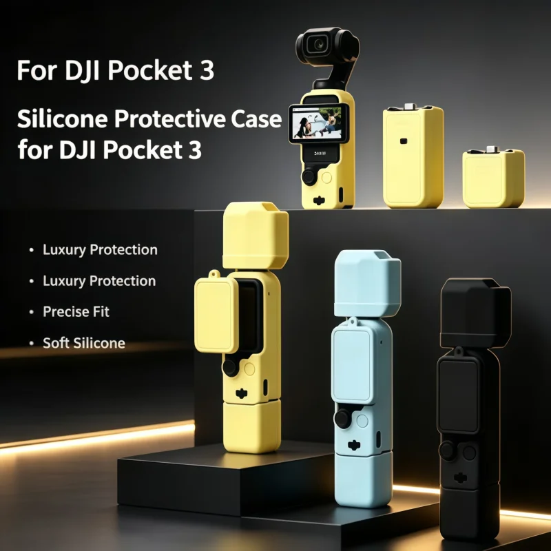 Custom‑Fit Soft Silicone Protector for DJI Pocket 3 Anti‑Collision Protective Cover for Content Creators Outdoor Shooting