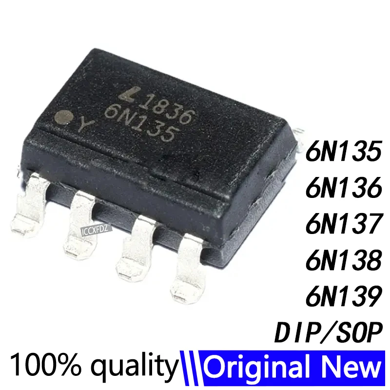 10Pcs/Lot 6N135 6N136 6N137 6N138 6N139 DIP-8 6N135S 6N136S 6N137S 6N138S 6N139S SOP-8 Optocouplers