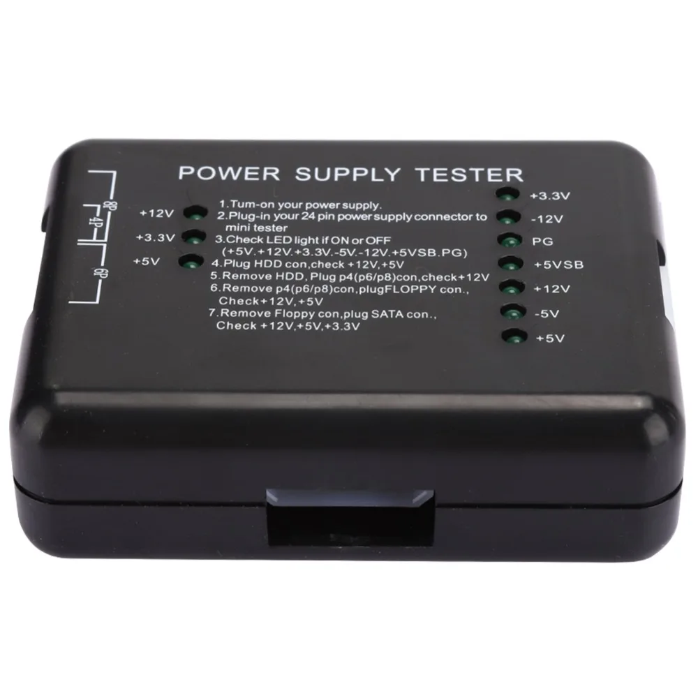 LED Indicator Light Power Supply Tester 20/24 Pin Black ATX Power Supply Tester Plug and Play Computer Power Supply Checker