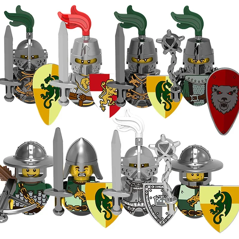 Medieval Dragon Kingdom Soldiers Hero Knight Archer Ancient Military Figures Model Building Blocks Childrens Toys Boys Gifts