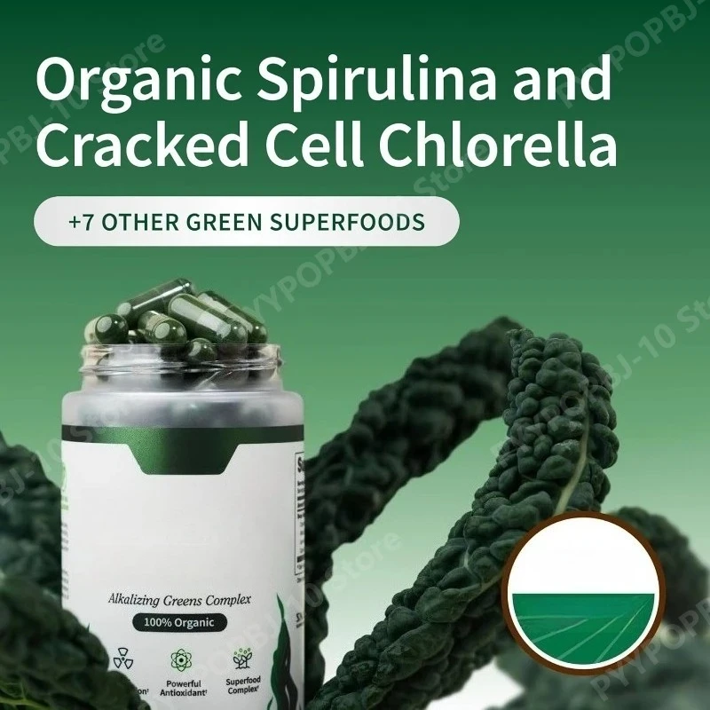Organic Spirulina Protein Rich Blue Green Algae Superfood Supplement for Energy and Immune Support 120 Capsules