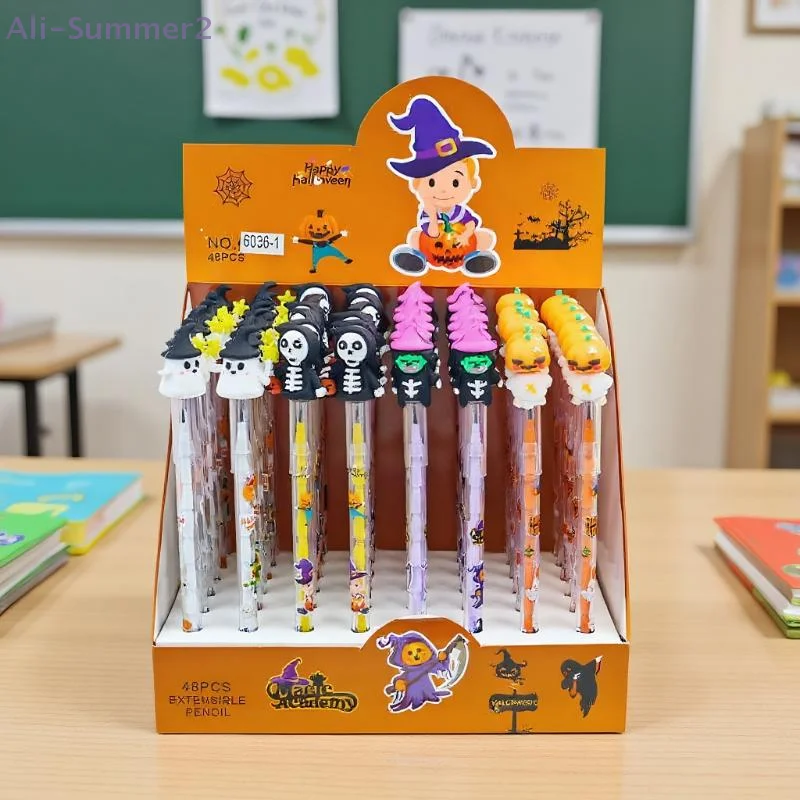 

{MX} 6Pcs Cute Ghost Pumpkin Pencils Halloween Theme Novelty No Sharpen Pencils For Kids Party Favors School Rewards Stationery