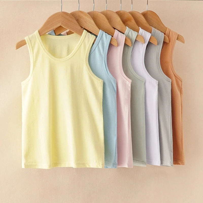 Children's Vest Summer Pure Cotton Lycra Cotton Thin Design Boys' and Girls' Children's Clothing Camisole The Base Vest Casual