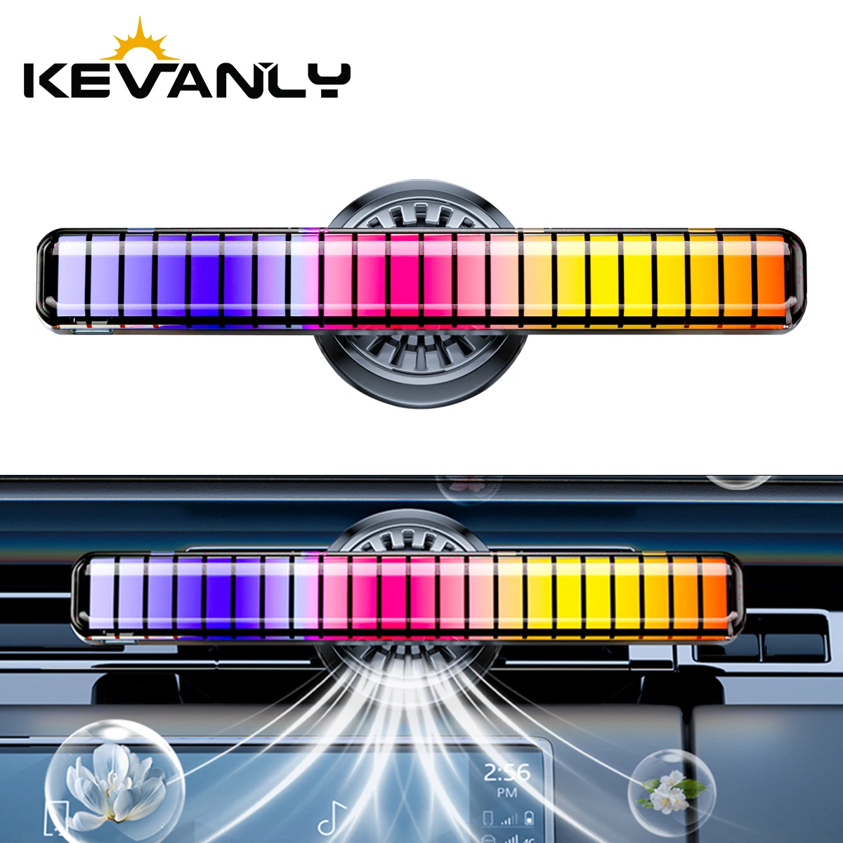 

Car Interior Atmosphere Music Rhythm Lamp with Air Freshener RGB Air Outlet Fragrance Diffuser Light Bar USB Voice Control
