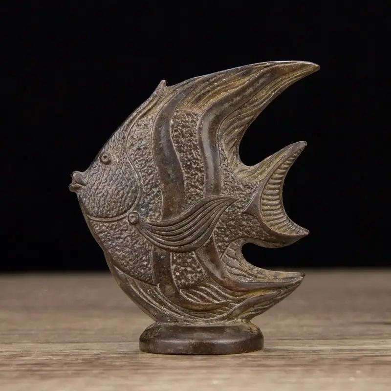 Solid Alloy Tropical Fish Flounder Ornament: Goldfish and Small Fish Incense Holder for Tea Ceremony
