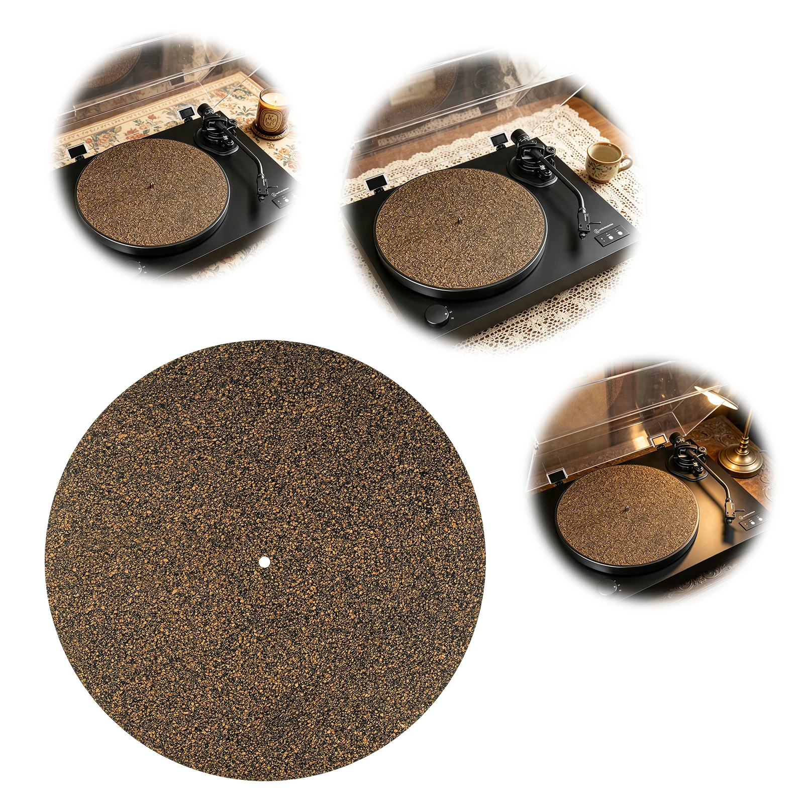 Cork & Rubber Vinyl Disc Protective Pad 12 Inch X 3 Mm Thick Vinyl Player Platter Pad Anti-Slip Anti-Static for LP Record Player