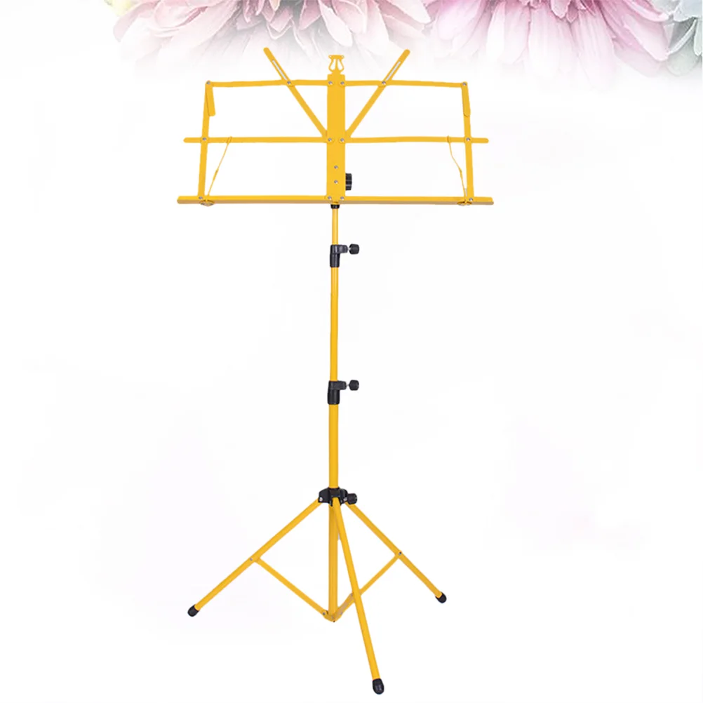 Folding Music Sheet Tripod Stand Metal Music Stand Holder for Carrying Guitar Parts and Accessories (Yellow)