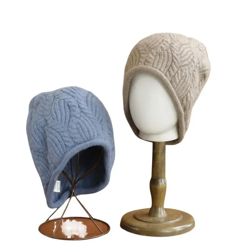 2026 Neue Y2K Herbst-Winter Warme Wollmütze für Damen, Modische Vintage-Kaninchenfellmütze, Vielseitige Faltbare Strickmütze – Detail 7