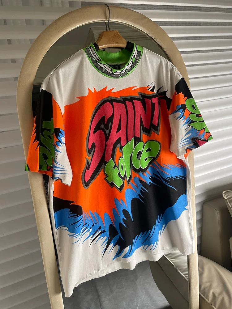 

Футболка Kwon Ji Yong American High Street fiti ort Sve, свободный крой, в стиле хип-хоп, модный хлопковый топ с круглым вырезом, летняя повседневная модель.