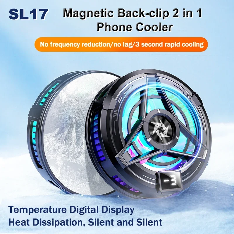 Sl10/Sl17 Mobiele Telefoon Koeler Halfgeleider Magnetische/Back-Clip 2 In 1 Koelventilator Radiator Met Rgb Licht Voor Ios Android Tablet