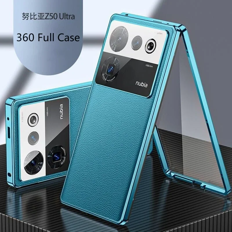 360 Full Cover for Nubia Z50 Ultra Case Tempered Glass Phone Case for ZTE Nubia Z50Ultra Double Sided Protection Leather Bumper