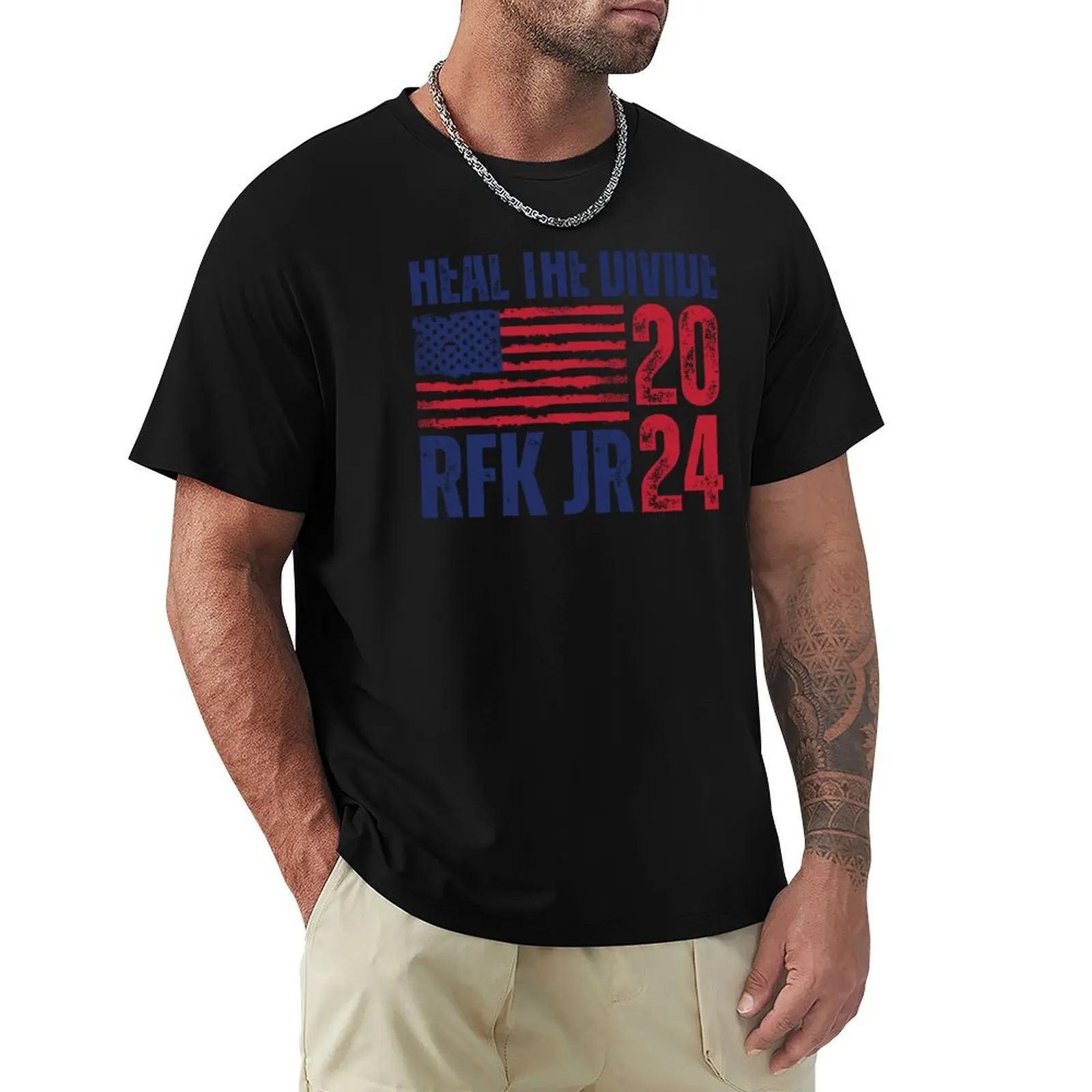 RFK JR 2024 Heal The Divide T-Shirt Casual Minimalist Short Sleeve Top