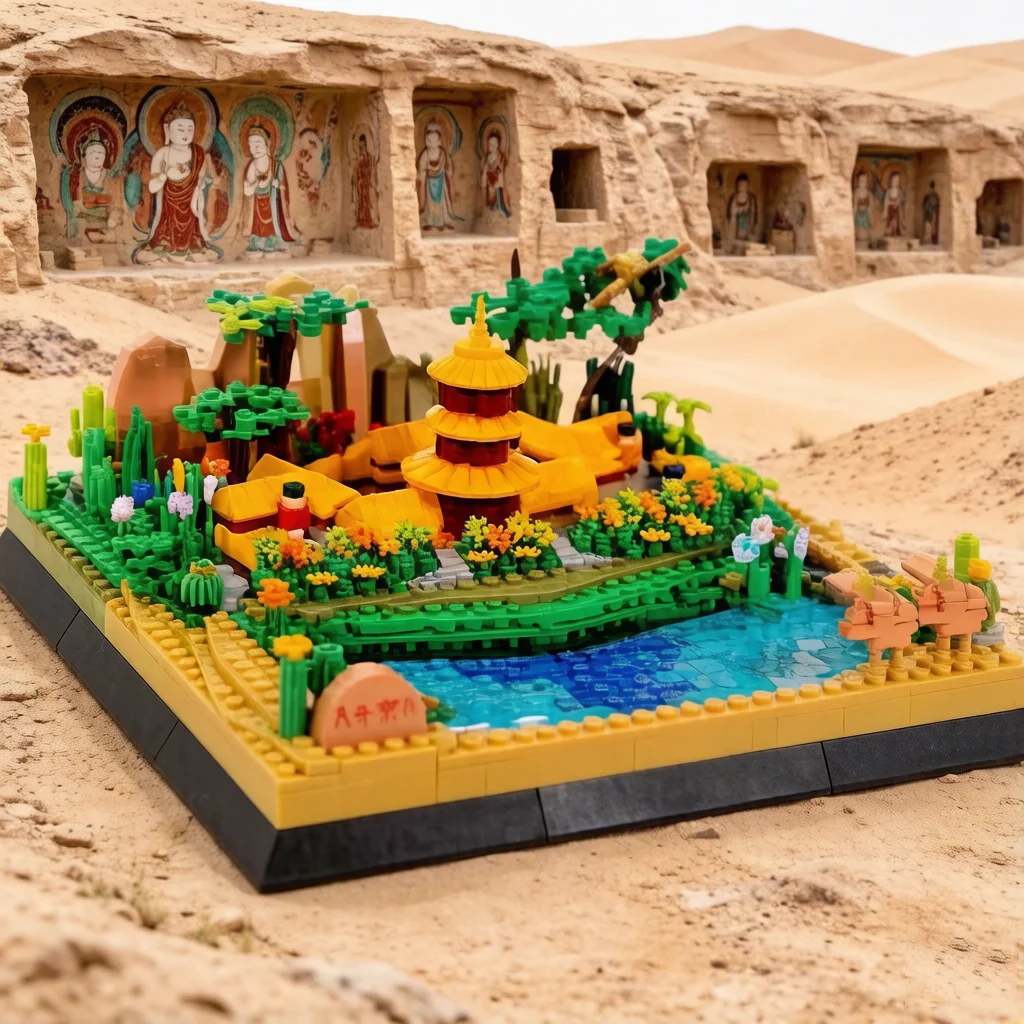 Creative Construction Building Block Landscape Nanobricks China Dunhuang Crescent Spring Brick Educational Toys Home Decor