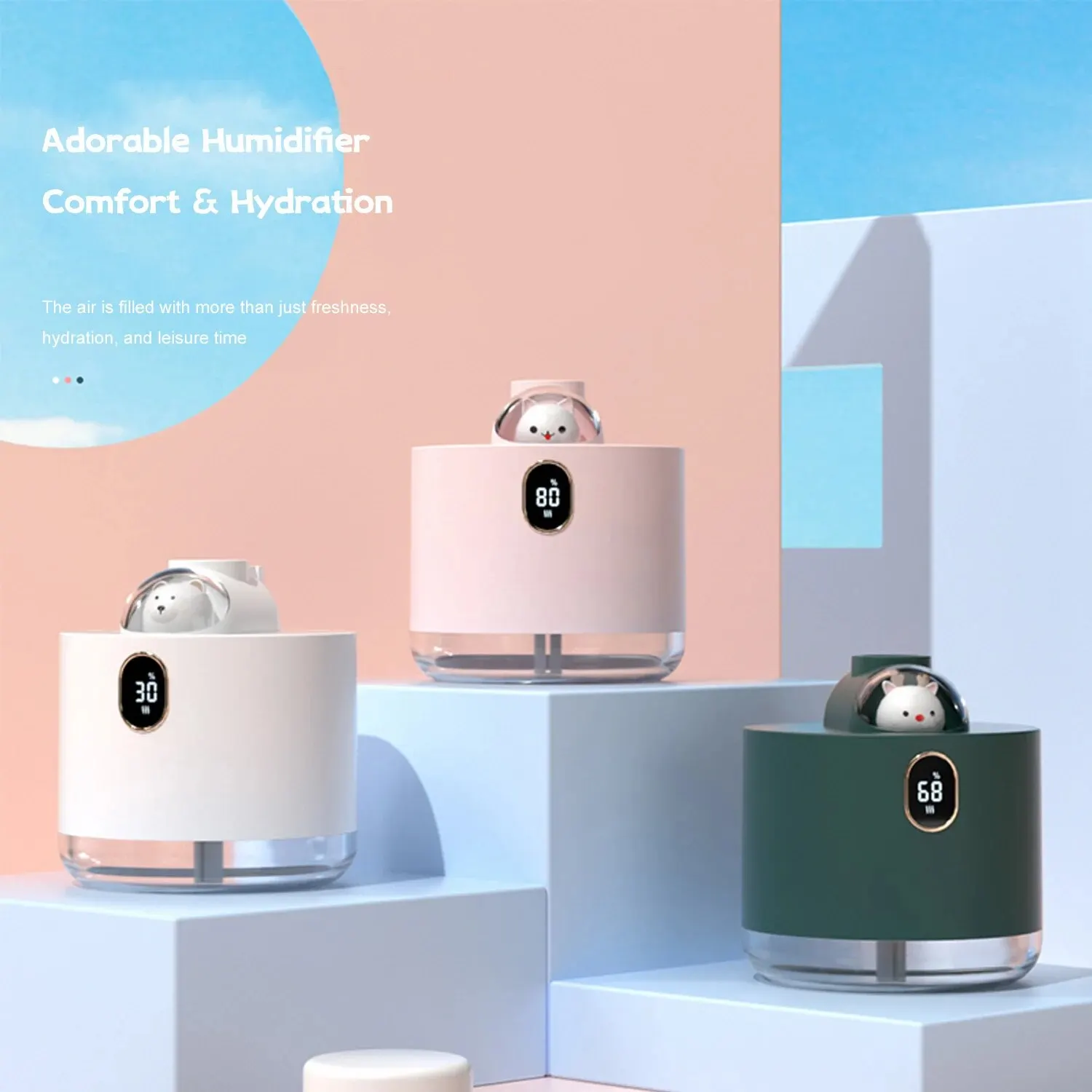 

Увлажнитель воздуха с двумя режимами распыления, 2000 мАч, автоматическое отключение