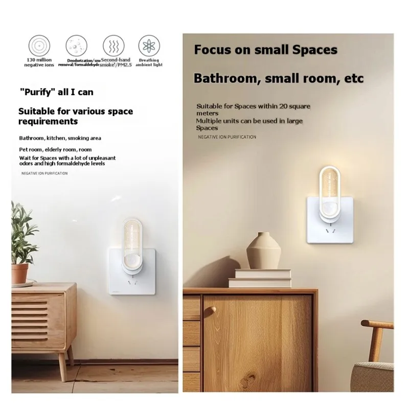 【ORNAMENT】EU Plug Compact Ionic Air Purifier-Starry Sky Lamp Included-Odor& Formaldehyde Removal For Small Space Rooms