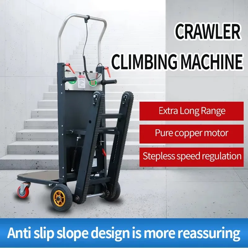 Industrial OEM Four-Wheel Platform Stair Climber Machine Lithium Battery Crawler Transport Cargo Dolly Cart Steel 2200W Powder