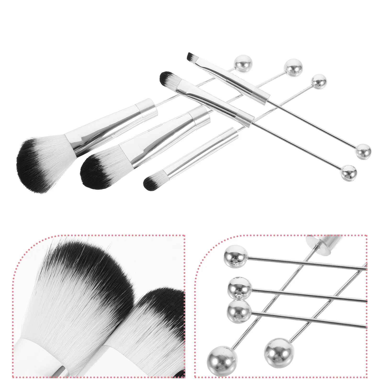 

1 Set Makeup Brush Kit Soft Bristles Compact Portable For Women Girls Long Handle Blending Powder Applicator Eyeshadow Face